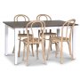 Skagen spisegruppe; spisebord 140 cm - Hvit / brunbeiset eik med 4 Danderyd No.18 spisestoler whitewash