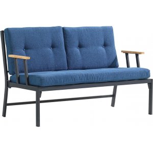 Lotus 2-seters utesofa - Svart/blå + Møbelpleiesett for tekstiler Lotus 2-seters utesofa - Svart/blå + Møbelpleiesett for tekstiler