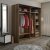 Kapusta garderobe med speildører, 220x52x210 cm - Brun