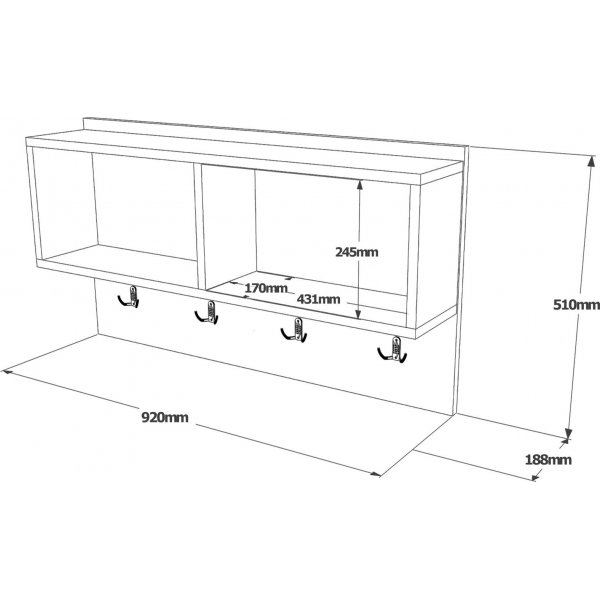 Hjernevegghylle - Furu