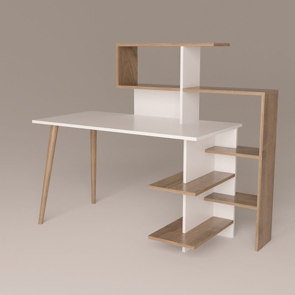 Uzay skrivebord 141,8x60 cm - Valnøtt/hvit Uzay skrivebord 141,8x60 cm - Valnøtt/hvit