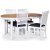 Fårö spisegruppe; spisebord 160/210x90 cm - Hvit / oljet eik med 4 stk Fårö stoler med grått stoffsete