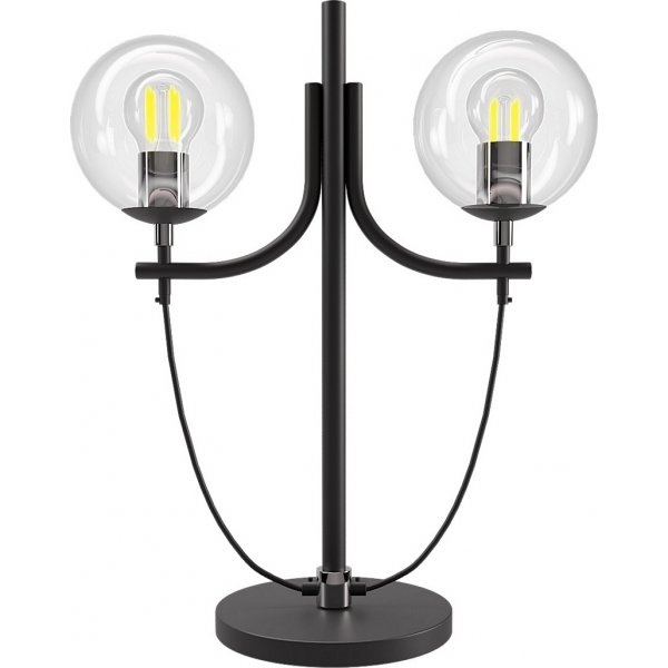 Glaslykta bordslampa H52 cm - Svart/Krom
