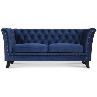Milton Chesterfield 3-seter sofa - Mørkeblå fløyel + Flekkfjerner for møbler