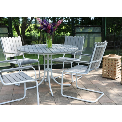 Holmsund spisegruppe bord inkl. 4 stoler - Hvit/grå