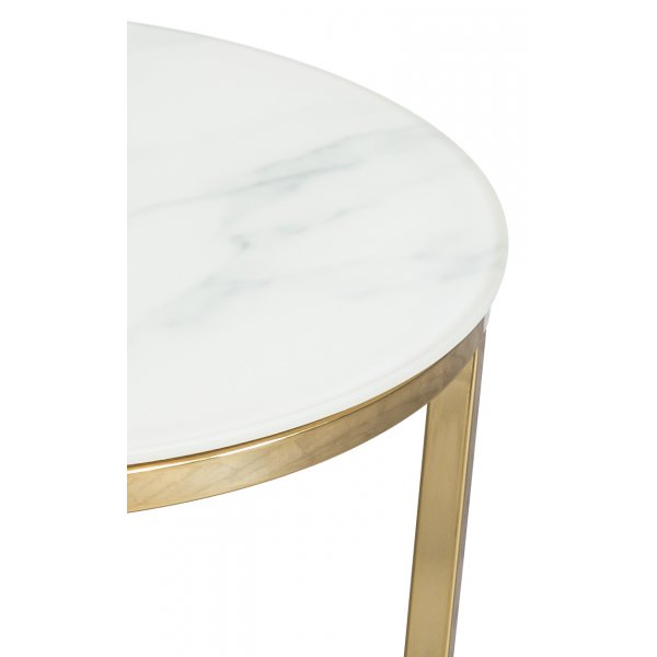 Palasso sofabord 80 cm diameter - Messing / lys marmorering Palasso sofabord 80 cm diameter - Messing / lys marmorering
