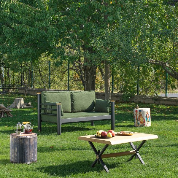 Kappis 2-seters utesofa - Svart/grønn + Flekkfjerner for møbler Kappis 2-seters utesofa - Svart/grønn + Flekkfjerner for møbler