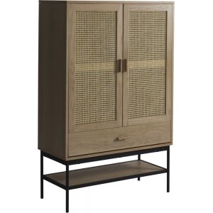 Halsten vitrineskap - Eikfinr/svart