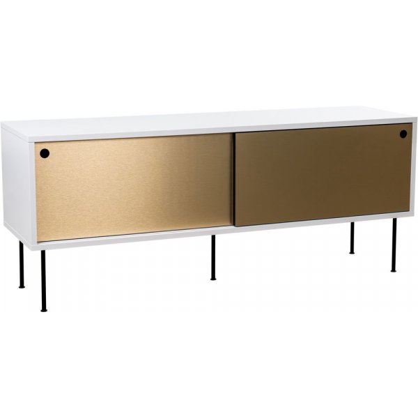 Volume mediebenk 132 cm - Hvit/messing