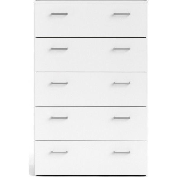 Space kommode hvit med 5 skuffer, bredde 74 cm og høyde 115 cm Space kommode hvit med 5 skuffer, bredde 74 cm og høyde 115 cm