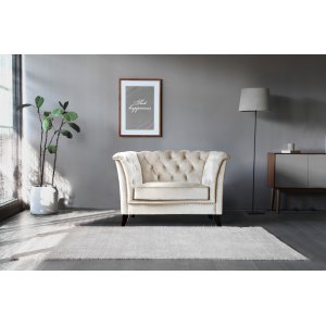 Lenestol i chesterfield beige fløyel - Milton Lenestol i chesterfield beige fløyel - Milton