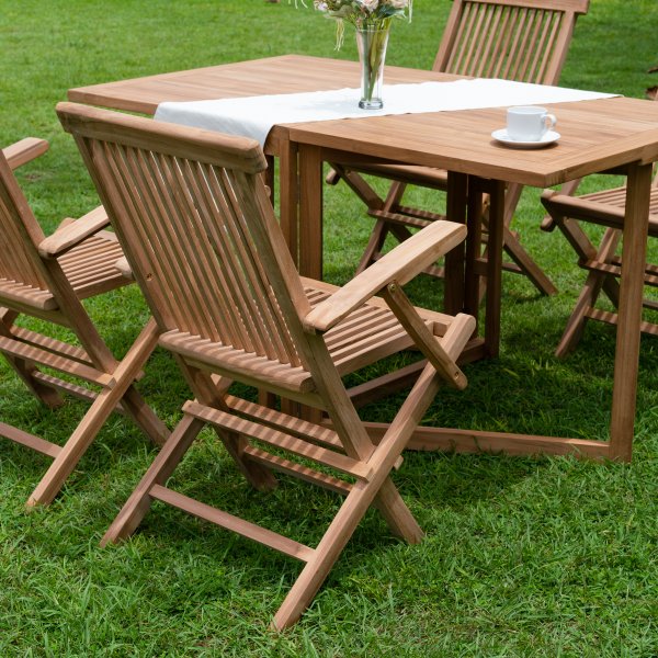 Salt� spisegruppe for uteplassen klaffbord med 4 stk. karmstoler - Teak