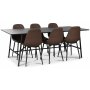 Toscana spisegruppe: 206 cm bord + 6 st Atlantic Empire stoler brun PU