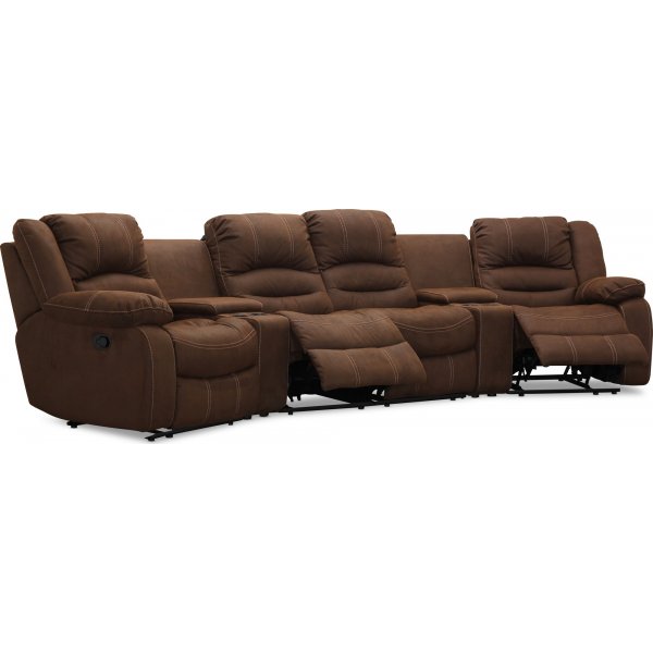 Cinema elektrisk 4-seters sofa med justerbar nakkestøtte - Brun Cinema elektrisk 4-seters sofa med justerbar nakkestøtte - Brun
