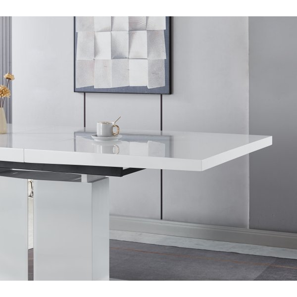 Rartliff spisebord 160-200 cm uttrekkbart - Hvit / Metall