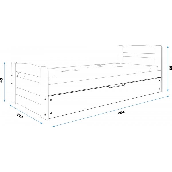 Ernie juniorseng med oppbevaring 90 x 200 cm - Alle farger