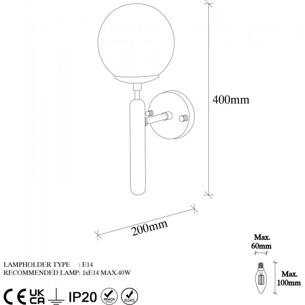 King vegglampe 11459 - Gull King vegglampe 11459 - Gull