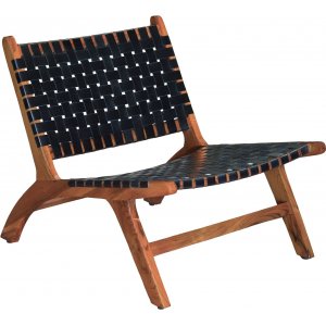 Porto Bello lenestol teak / svart anilinskinn + Flekkfjerner for møbler Porto Bello lenestol teak / svart anilinskinn + Flekkfjerner for møbler