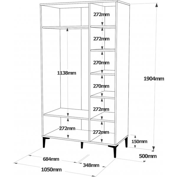 Aristo garderobe - Brun/antrasitt Aristo garderobe - Brun/antrasitt