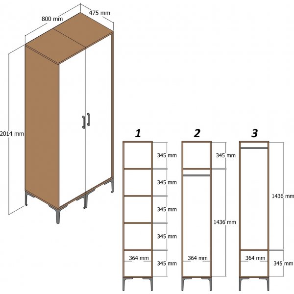 Kumsal garderobeskap 4 Valnøtt/antrasitt Kumsal garderobeskap 4 Valnøtt/antrasitt