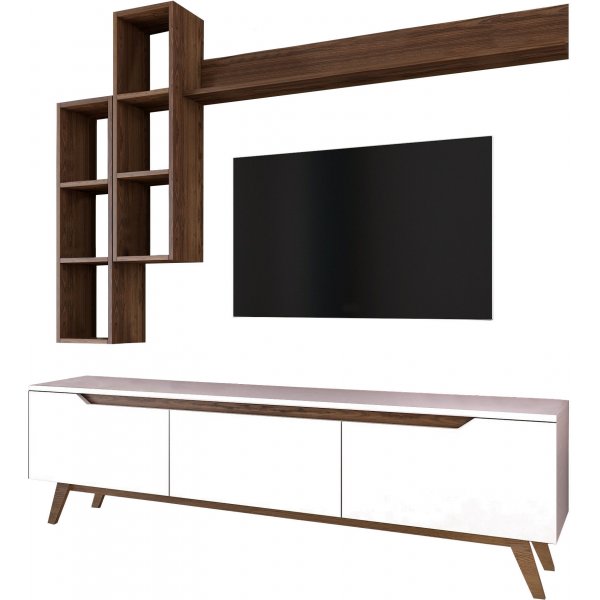 Marlon TV-stativ - Hvit/valnøtt Marlon TV-stativ - Hvit/valnøtt