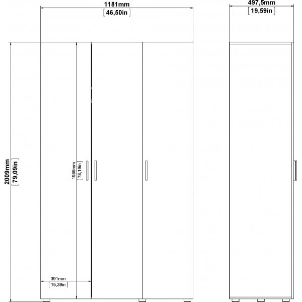 Pepe garderobe med 3 dører - Kremhvit Pepe garderobe med 3 dører - Kremhvit