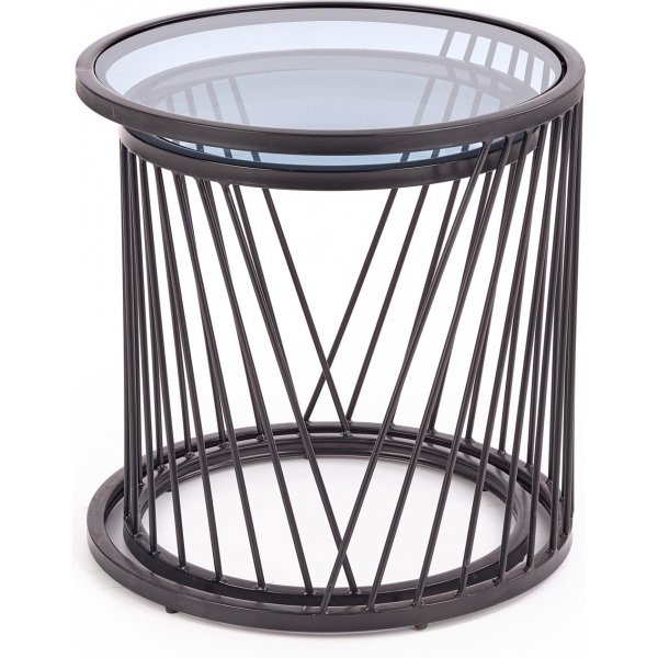 Ambani salongbord Ø42/50 cm - Røkt glass/sort Ambani salongbord Ø42/50 cm - Røkt glass/sort