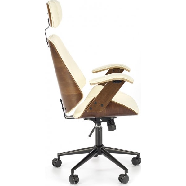 Skrivebordsstol i valnøtt/kremfarget øko-skinn Skrivebordsstol i valnøtt/kremfarget øko-skinn