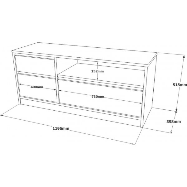 Luvio mediebenk 7 - Eik/hvit Luvio mediebenk 7 - Eik/hvit