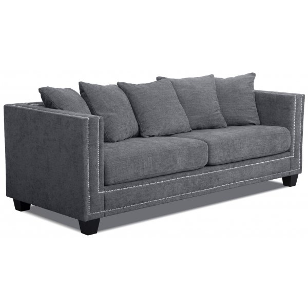 Temple Double Deco 3-seters sofa - Gr / slv nagler
