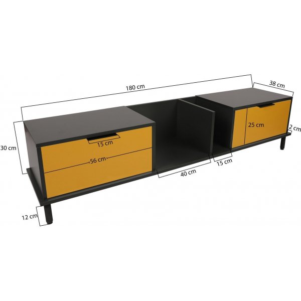 Ibiza mediebenk - Gul/antrasitt