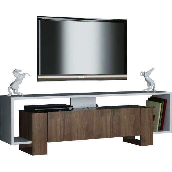 Mery mediebenk - Hvit/valnøtt Mery mediebenk - Hvit/valnøtt