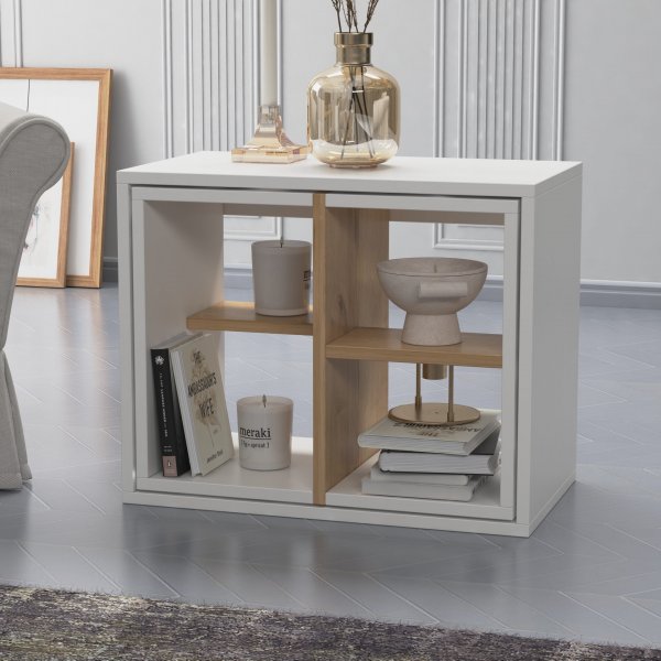 Bizayni spillebord 62x34 | 27x32 | 27x32 cm - Hvit/eik