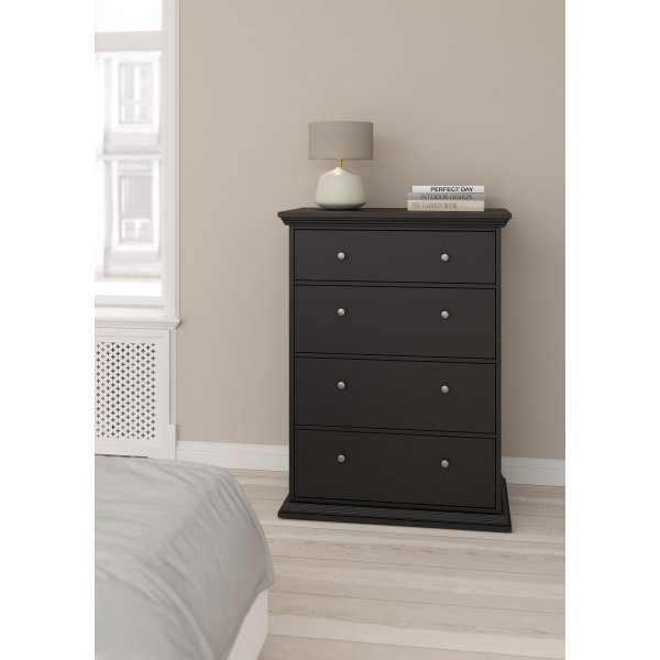 North kommode med 4 skuffer - Matt svart