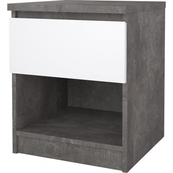 Naia nattbord 1 - Betong/hvit