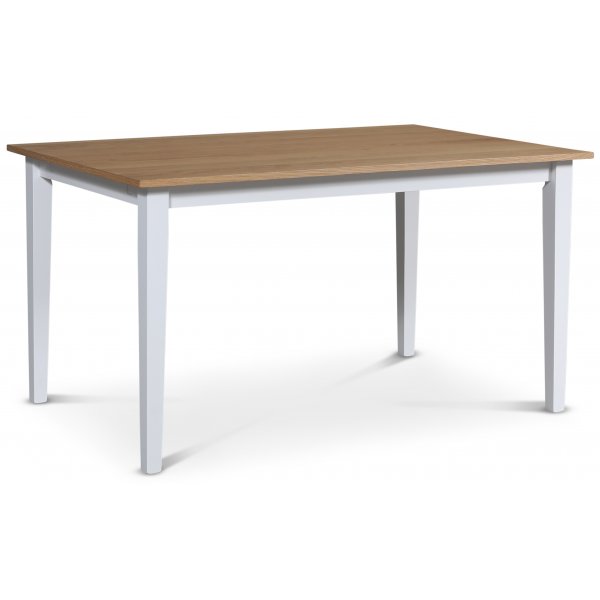 Fårö spisegruppe; spisebord 140x90 cm - Hvit / oljet eik med 4 stk Danderyd No.16 stoler Svart + 3.00 x Møbelføtter Fårö spisegruppe; spisebord 140x90 cm - Hvit / oljet eik med 4 stk Danderyd No.16 stoler Svart + 3.00 x Møbelføtter