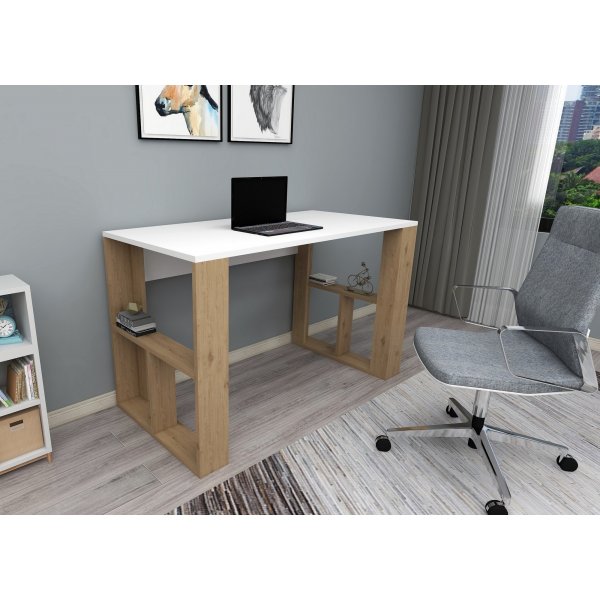 Carmen skrivebord - Hvit/eik