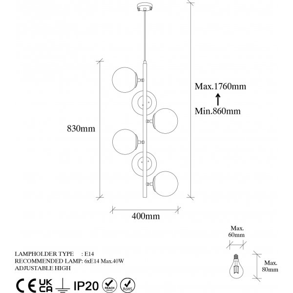 Fasettert taklampe 10475 - Sort/antikk/hvit