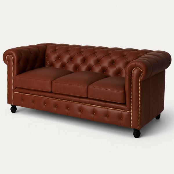 Chesterfield Old England 3-seter sofa - antikkbehandlet skinn + Tekstilrens for møbler Chesterfield Old England 3-seter sofa - antikkbehandlet skinn + Tekstilrens for møbler