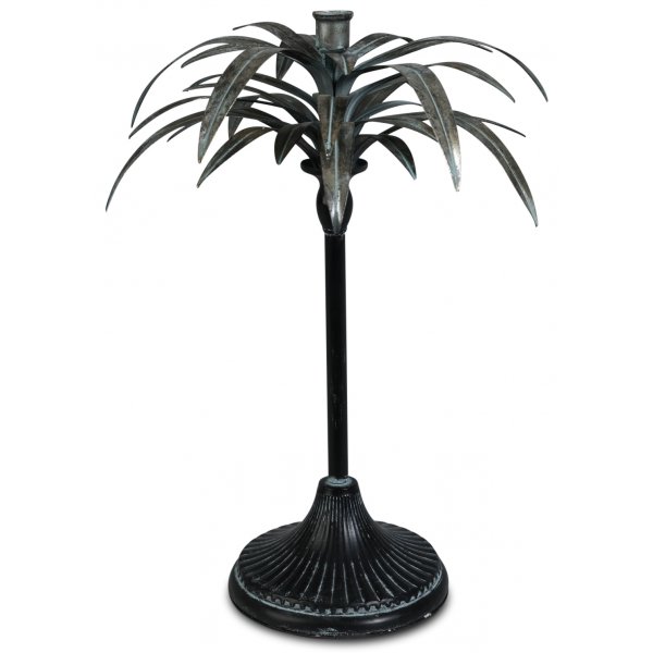 Lysestake palmeblad H45cm - Old silver