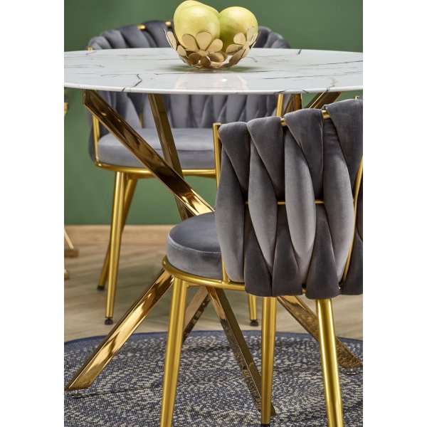 Raymond spisebord Ø100 cm - Hvit marmor/gull Raymond spisebord Ø100 cm - Hvit marmor/gull