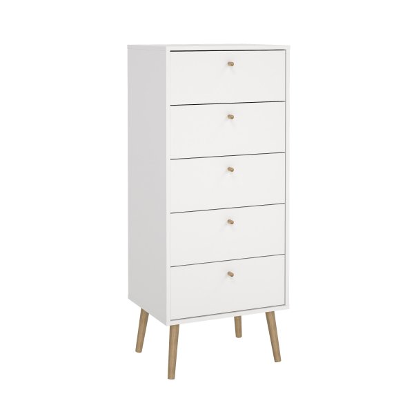 Bodo kommode med 5 skuffer - hvit