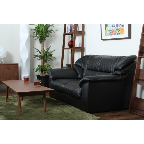 Sofa 2-seter svart kunstskinn - Dominic
