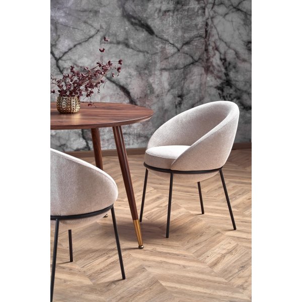 Spisebord i valnøtt 110 cm diameter med gulldetaljer Spisebord i valnøtt 110 cm diameter med gulldetaljer