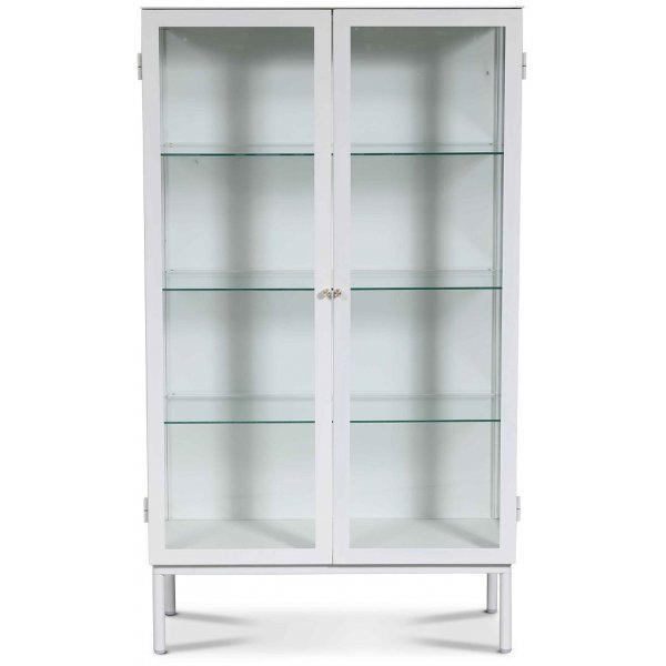 Cliff vitrineskap i metall (highboard) - Hvit / Klarglas