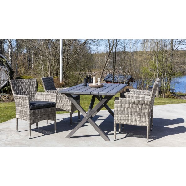 Scottsdale utespisegruppe med 4 stk lenestoler og spisebord 150 cm - Gr�