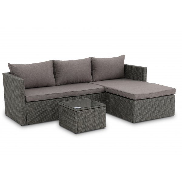 Miami utegruppe sofa med bord - Gr kunstrotting