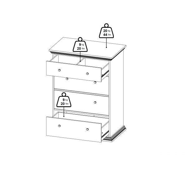 North kommode med 4 skuffer - Matt svart