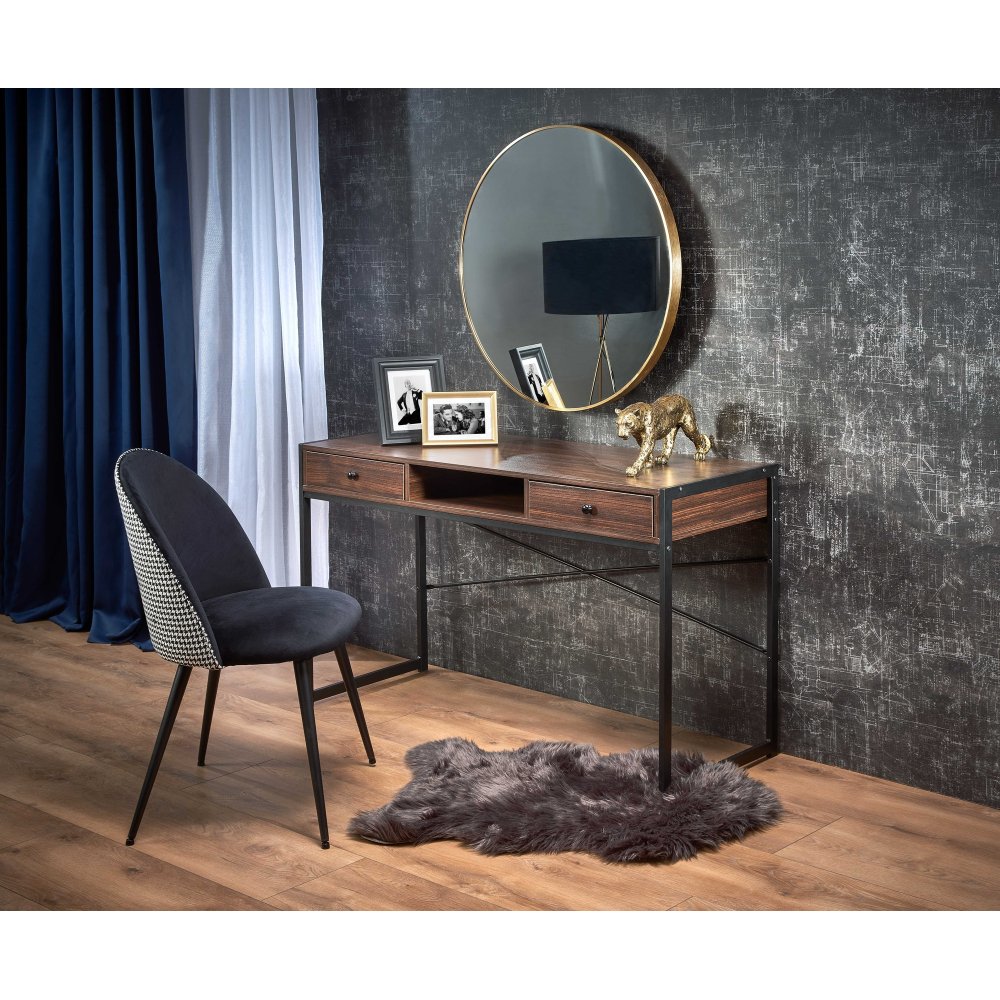 Skrivebord med skuffer valnøtt 123 cm bredt - Skrivebord med hyller | esker, Skrivebord, Kontormøbler