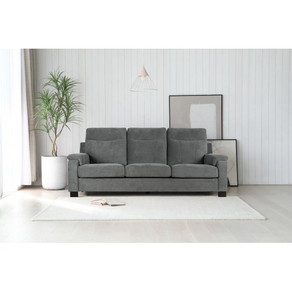 Atlas 3-seter sofa med hy rygg - Gr chenille